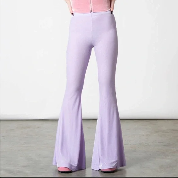 Killstar Pastel Lilac Moondance Bell Bottom Pants Size XL - Picture 3 of 10